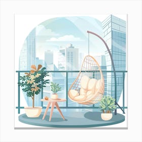 Balcony With A Swing Chair Canvas Print