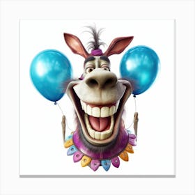 Donkey With Balloons 3 Canvas Print