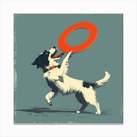 Dog With Frisbee 1 Canvas Print