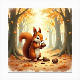 Squirrel In The Forest Canvas Print