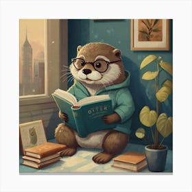 Default A Whimsical Retrostyle Illustration Of An Otter In A C 0 Canvas Print