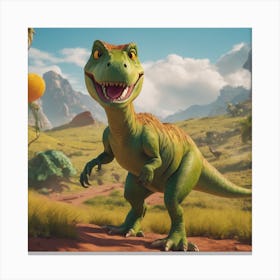 Dinosaur In The Grass Canvas Print