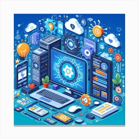 Isometric Computer Technology Concept Canvas Print