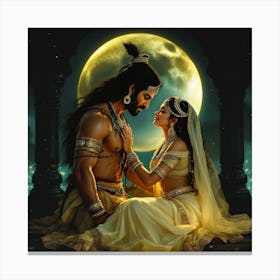 Arjuna & Draupadi Ephemeral Embrace Canvas Print