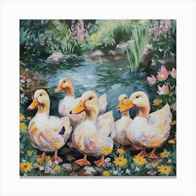 Ducks Fairycore Painting 2 Canvas Print