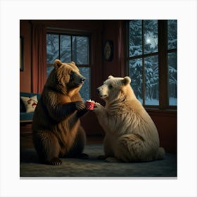 Bears In The Snow Canvas Print