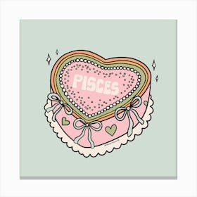Pisces Heart Cake Canvas Print