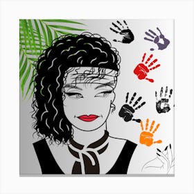 Woman With Handprints Canvas Print