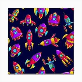 Space Rockets Seamless Pattern Canvas Print