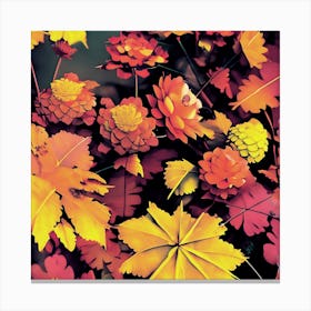 Autumn Flowers And Leaves Canvas Print