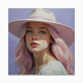 Portrait Of A Girl With Pink Hair Canvas Print