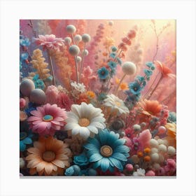 Flowers on a pink background Canvas Print