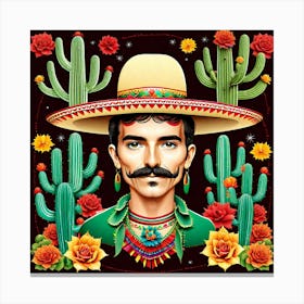 Mexican Man With Mustache Canvas Print