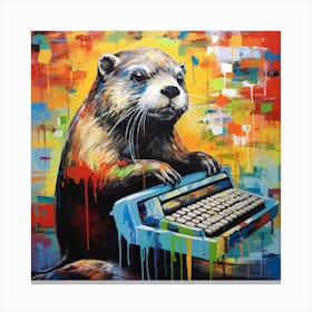 Otter Typing Canvas Print