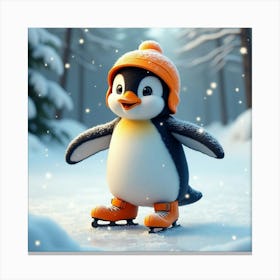 Flux Dev A Charming Penguin Wearing A Bright Orange Helmet And 0 Leinwandbilder