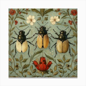 Beetle Trio Art Canvas Print