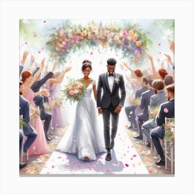 Bride And Groom Walking Down The Aisle 1 Canvas Print