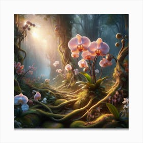 Orchids In The Forest 3 Canvas Print