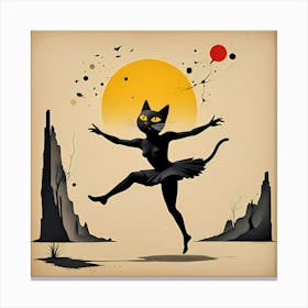 The Feline Ballerina: A Dancing Cat With A Skirt Canvas Print