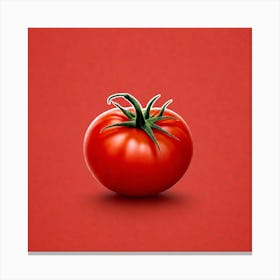 Tomato On A Red Background 1 Canvas Print