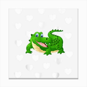 Alligator Theme Baby Girl Pink Nursery Room Love Heart Decor Canvas Print