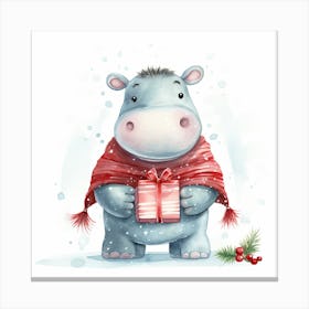 Christmas Hippo Canvas Print