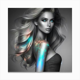 Girl With A Glowing Tattoo Canvas Print