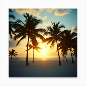 Sunset through palm trees Canvas Print