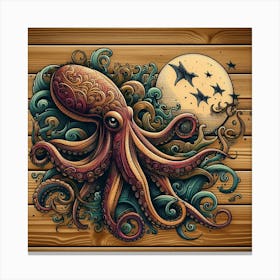 Intricate Octopus Under the Moonlight Canvas Print