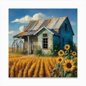 Sunflowers In The Field 4 Canvas Print