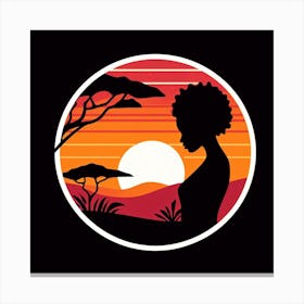 Silhouette Of African Woman At Sunset 3 Canvas Print