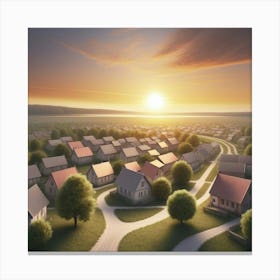 Aerial View Of A Residential Neighborhood Canvas Print