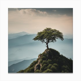 Lone Tree On Top Of Mountain 14 Canvas Print