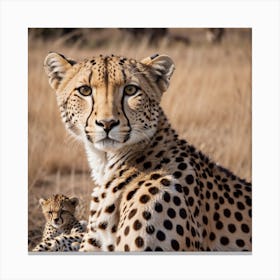 Cheetah Mother And Cub Canvas Print