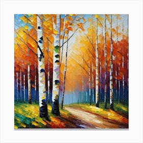 Birch Trees In Autumn 14 Canvas Print