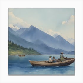Fishing In A Boat Canvas Print