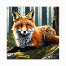 Red Fox In The Forest 66 Canvas Print