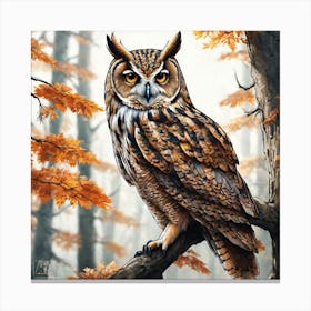 Owl In The Forest 216 Canvas Print