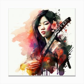 Watercolor Musician Woman #1 Canvas Print