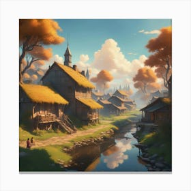 Village In Autumn Canvas Print