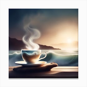 Coffee Cup On A Wooden Table 1 Canvas Print