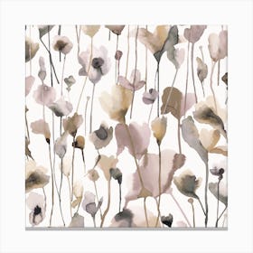 Summer Wild Rustic Flowers Neutral Square Canvas Print