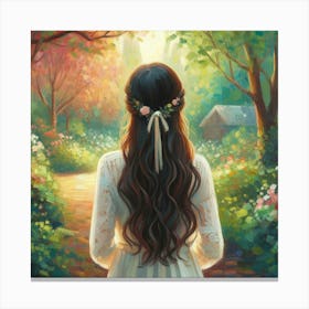 Girl In The Forest Canvas Print