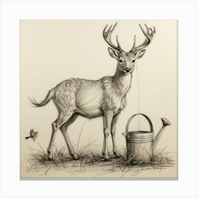 Deer Watering 3 Canvas Print