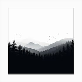 Black And White Forest Landscape art print Canvas Print