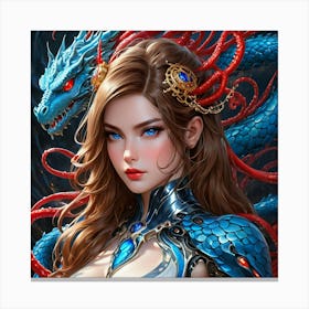 Girl With A Dragon poi Canvas Print