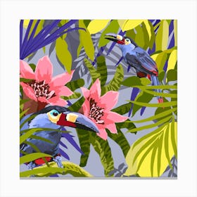 Toucans In The Jungle Series 2 Square Canvas Print