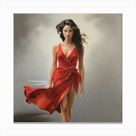 Woman In Red Dress Art Print 1 Canvas Print