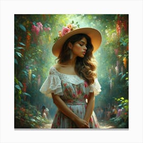 Girl In A Hat6 Canvas Print