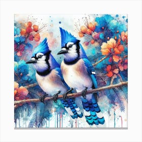 A Pair Of Blue Jay Birds Canvas Print